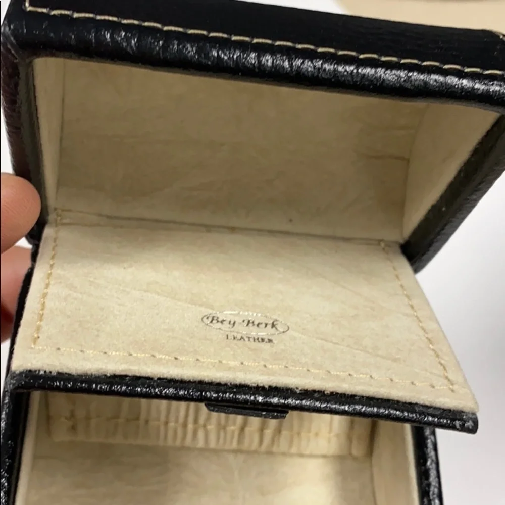 Bey-Berk Small Black Leather Cylinder Jewelry Box